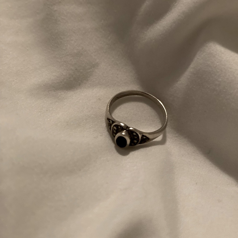 Sterling silver black opal ring